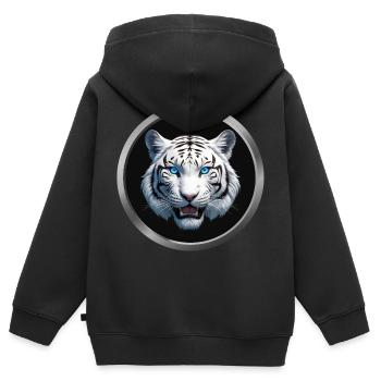 White Tiger Animal - 2 - Kids Premium Organic Zip-up Hoodie - black - Back - AI Model Kid Male (0cm)