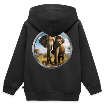 Elephant Animal - 3 - Kids Premium Organic Zip-up Hoodie - black - Back - AI Model Kid Male (0cm)