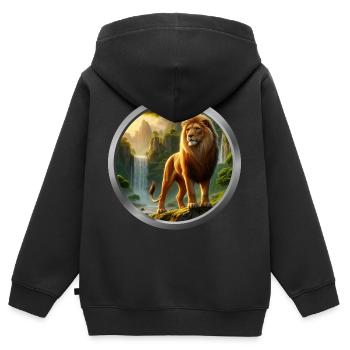 Lion Animal - 4 - Kids Premium Organic Zip-up Hoodie - black - Back - AI Model Kid Male (0cm)