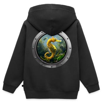 Seahorse Animal - 5 - Kids Premium Organic Zip-up Hoodie - black - Back - AI Model Kid Male (0cm)