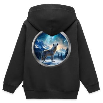 Wolf Animal - 4 - Kids Premium Organic Zip-up Hoodie - black - Back - AI Model Kid Male (0cm)
