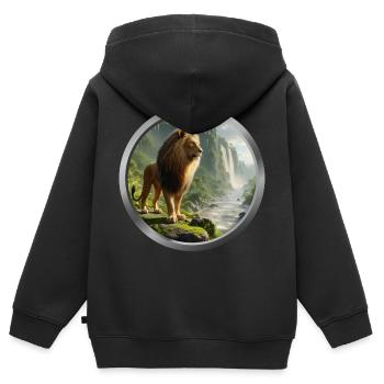 Lion Animal - 5 - Kids Premium Organic Zip-up Hoodie - black - Back - AI Model Kid Male (0cm)