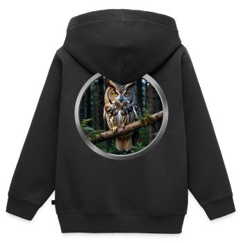 Owl Animal - 5 - Kids Premium Organic Zip-up Hoodie - black - Back - AI Model Kid Male (0cm)