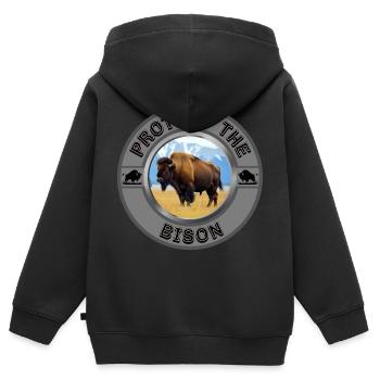 Protect the Bison - Kids Premium Organic Zip-up Hoodie - black - Back - AI Model Kid Male (0cm)