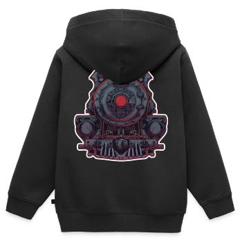 Lokomotive Grafik - Kinder Premium Organic Zip Hoodie - Schwarz - Hinten - AI Model Kid Male (0cm)
