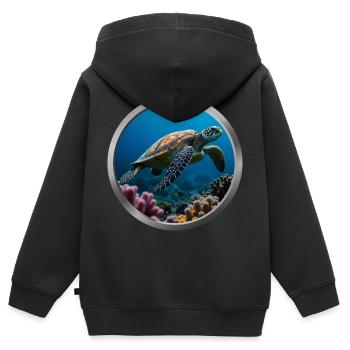Sea Turtle - 4 - Kids Premium Organic Zip-up Hoodie - black - Back - AI Model Kid Male (0cm)