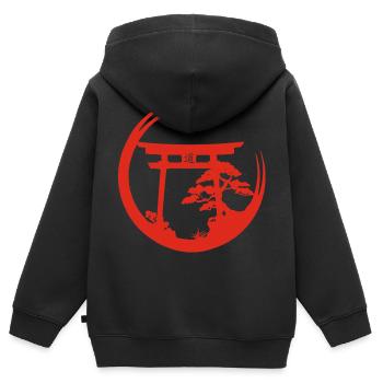 Japanese atmosphere (red) - Kids Premium Organic Zip-up Hoodie - black - Back - AI Model Kid Male (0cm)
