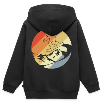 Snowboarder style rétro - Sweat Premium à capuche zippé enfant bio - noir - Dos - AI Model Kid Male (0cm)