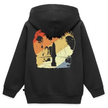 Boxhandschuhe Retro - Kinder Premium Organic Zip Hoodie - Schwarz - Hinten - AI Model Kid Male (0cm)
