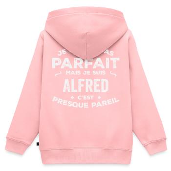 Alfred Ein Vorname, eine Geschichte, eine Persönlichkeit - Kinder Premium Organic Zip Hoodie - Rosa - Hinten - AI Model Kid Female (0cm)