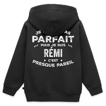 Rémi Un Prénom, Une Histoire, Une Personnalité - Sweat Premium à capuche zippé enfant bio - noir - Dos - AI Model Kid Male (0cm)