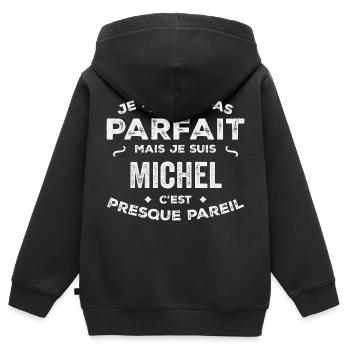 Michel Ein Vorname, eine Geschichte, eine Persönlichkeit - Kinder Premium Organic Zip Hoodie - Schwarz - Hinten - AI Model Kid Male (0cm)
