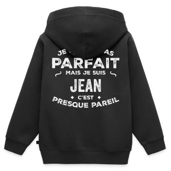 Jean Ein Vorname, eine Geschichte, eine Persönlichkeit - Kinder Premium Organic Zip Hoodie - Schwarz - Hinten - AI Model Kid Male (0cm)