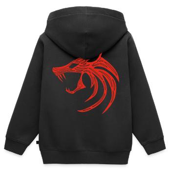 Roter Dämonischer Wolf - Kinder Premium Organic Zip Hoodie - Schwarz - Hinten - AI Model Kid Male (0cm)