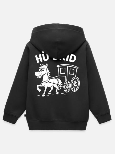 Hü Brid - Kinder Premium Organic Zip Hoodie - Schwarz