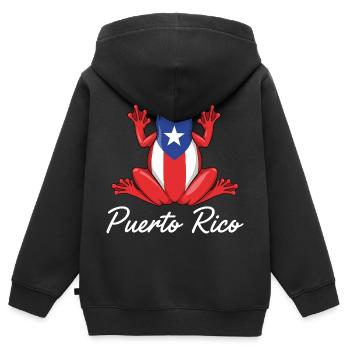Boricua Coqui Flagge Puerto Rico - Kinder Premium Organic Zip Hoodie - Schwarz - Hinten - AI Model Kid Male (0cm)