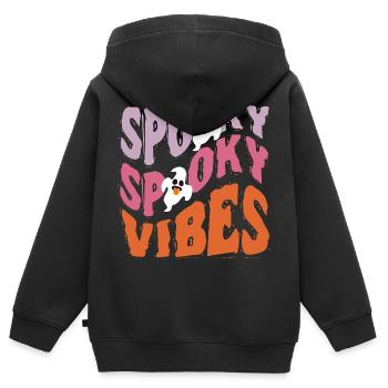 Spooky Geister Vibes Halloween Kostüm T-Shirt Top - Kinder Premium Organic Zip Hoodie - Schwarz - Hinten - AI Model Kid Male (0cm)