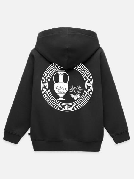 Symbol of Abundance (White) - Kids Premium Organic Zip-up Hoodie - black