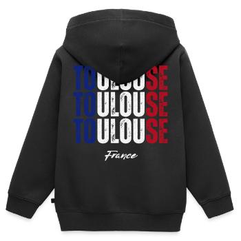 Toulouse, Frankreich, ich liebe Toulouse. - Kinder Premium Organic Zip Hoodie - Schwarz - Hinten - AI Model Kid Male (0cm)