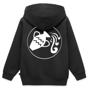 Signe astrologique du verseau (blanc) - Sweat Premium à capuche zippé enfant bio - noir - Dos - AI Model Kid Male (0cm)