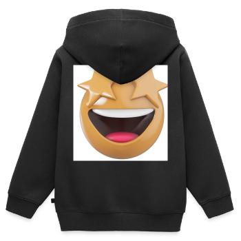 Observation des étoiles Rires - Sweat Premium à capuche zippé enfant bio - noir - Dos - AI Model Kid Male (0cm)