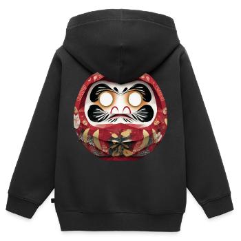 Blumenkreis-Daruma im Feststil Daruma Origami - Kinder Premium Organic Zip Hoodie - Schwarz - Hinten - AI Model Kid Male (0cm)