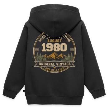 August 1980 Original Geburtstag Vintage Mountain - Kinder Premium Organic Zip Hoodie - Schwarz - Hinten - AI Model Kid Male (0cm)