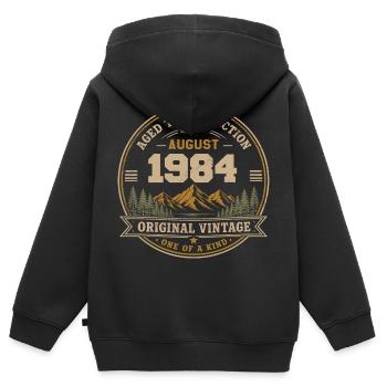 August 1984 Original Birthday Vintage Mountain - Kinder Premium Organic Zip Hoodie - Schwarz - Hinten - AI Model Kid Male (0cm)