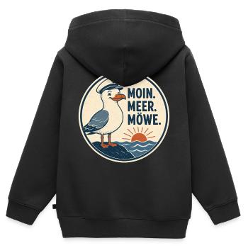 Moin Meer Möwe – Norddeutscher Küsten Spruch - Kinder Premium Organic Zip Hoodie - Schwarz - Hinten - AI Model Kid Male (0cm)