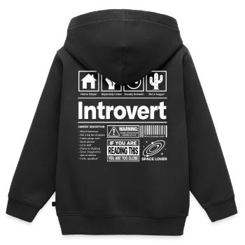 Introvertierter lustiger Stubenhocker Persönlicher Freiraum - Kinder Premium Organic Zip Hoodie - Schwarz - Hinten - AI Model Kid Male (0cm)