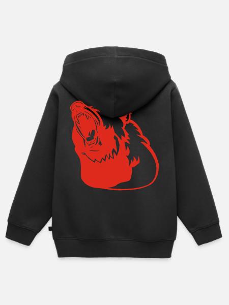 Das Erwachen des roten Bären - Kinder Premium Organic Zip Hoodie - Schwarz