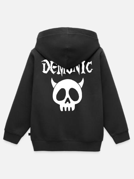 Manga Dämonenschädel (Weiß) - Kinder Premium Organic Zip Hoodie - Schwarz