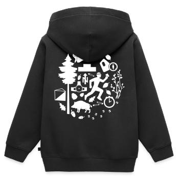 Orientierungslauf [04W] [ orienteering ] [v] - Kinder Premium Organic Zip Hoodie - Schwarz - Hinten - AI Model Kid Male (0cm)