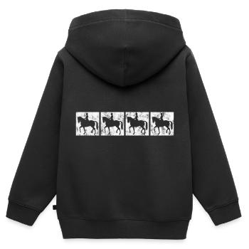 Dressurreiten Dressurreiter Reiten Reiter Pferd - Kinder Premium Organic Zip Hoodie - Schwarz - Hinten - AI Model Kid Male (0cm)