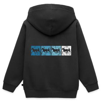 Trotteur trotter dans un style rétro ou vintage - Sweat Premium à capuche zippé enfant bio - noir - Dos - AI Model Kid Male (0cm)