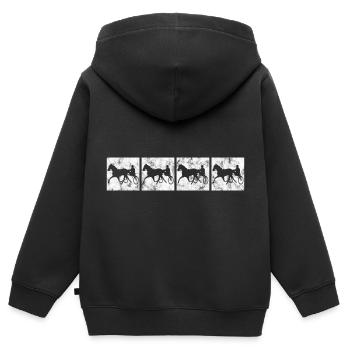 Trotter courses de trot dans un style rétro ou vintage - Sweat Premium à capuche zippé enfant bio - noir - Dos - AI Model Kid Male (0cm)