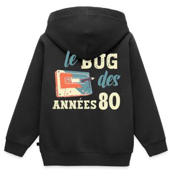 le bug des années 80 - Sweat Premium à capuche zippé enfant bio - noir - Dos - AI Model Kid Male (0cm)