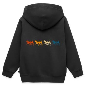 Chevaux de trot Trabrennsport Courses de chevaux - Sweat Premium à capuche zippé enfant bio - noir - Dos - AI Model Kid Male (0cm)