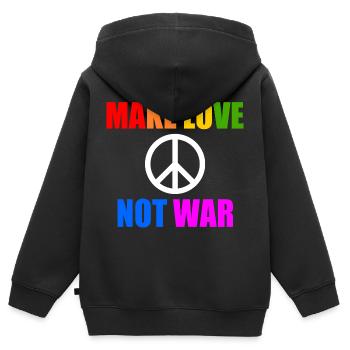 Make love not war - Kids Premium Organic Zip-up Hoodie - black - Back - AI Model Kid Male (0cm)