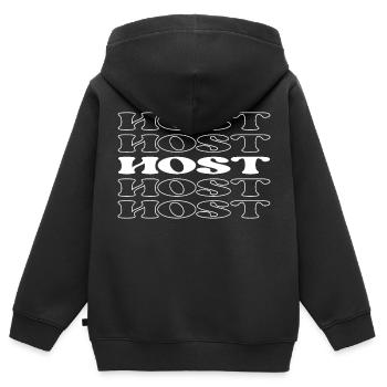 Animateur Présentateur Présentateur Présentateur Conférencier Diffuseur - Sweat Premium à capuche zippé enfant bio - noir - Dos - AI Model Kid Male (0cm)