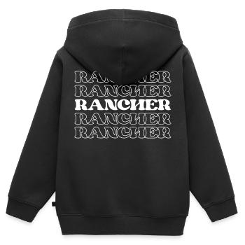 Éleveur Éleveur Éleveur Cow-boy Éleveur de bovins - Sweat Premium à capuche zippé enfant bio - noir - Dos - AI Model Kid Male (0cm)
