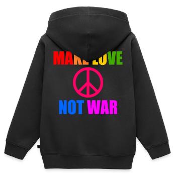 Make love not war - Kids Premium Organic Zip-up Hoodie - black - Back - AI Model Kid Male (0cm)