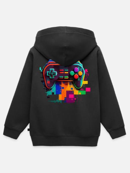 Retro Konsole - Kinder Premium Organic Zip Hoodie - Schwarz