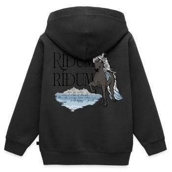 Ridum Ridum - Mystical Tölter - Magic Islandpferd - Kinder Premium Organic Zip Hoodie - Schwarz - Hinten - AI Model Kid Male (0cm)
