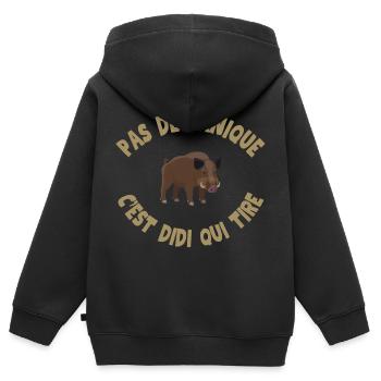 Pas de Panique C est Didi Qui Tire - Sweat Premium à capuche zippé enfant bio - noir - Dos - AI Model Kid Male (0cm)