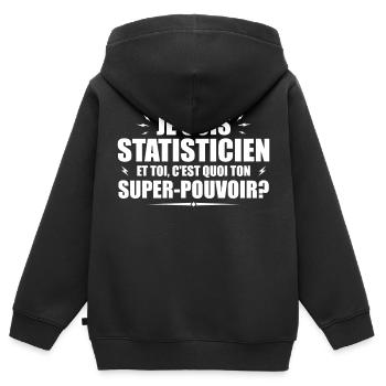 Ich bin Statistiker. Was ist deine Superkraft? - Kinder Premium Organic Zip Hoodie - Schwarz - Hinten - AI Model Kid Male (0cm)