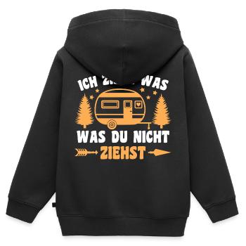 Ich ziehe was was du nicht ziehst Wohnwagen Camper - Kinder Premium Organic Zip Hoodie - Schwarz - Hinten - AI Model Kid Male (0cm)