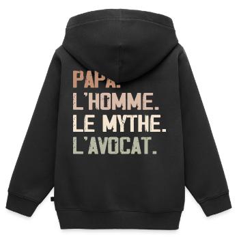 Papa, der Mann, der Mythos, der Anwalt - Kinder Premium Organic Zip Hoodie - Schwarz - Hinten - AI Model Kid Male (0cm)