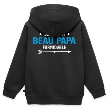Je suis un beau-papa formidable - cadeau beau-père - Sweat Premium à capuche zippé enfant bio - noir - Dos - AI Model Kid Male (0cm)