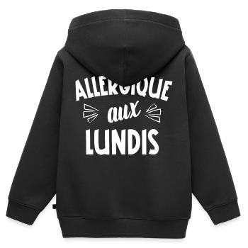 allergique aux lundis - Sweat Premium à capuche zippé enfant bio - noir - Dos - AI Model Kid Male (0cm)